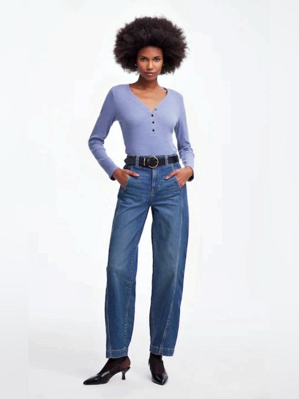Madewell The Perfect Vintage Jean Tapered Denim Trousers in Blue Waist 24 NWT